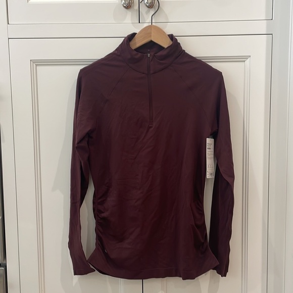 Athleta Speedlight  Burgundy 1/2 Zip Top—Great Fabric & Style—New With Tags—M - Picture 1 of 7